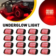 16Pcs Red LED Rock Light Underbody Trail Rig Glow Lamp For Offroad SUV Pickup