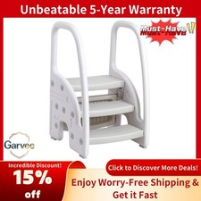 Multi-Use Plastic Step Stool for Kids - 3-Tier, Handles, Non-Slip, Easy to Move
