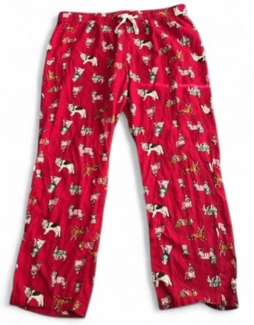 Old Navy Holiday Dog Pajama Pants Women's Size L Red Flannel Cotton Lounge - Image 2 of 4