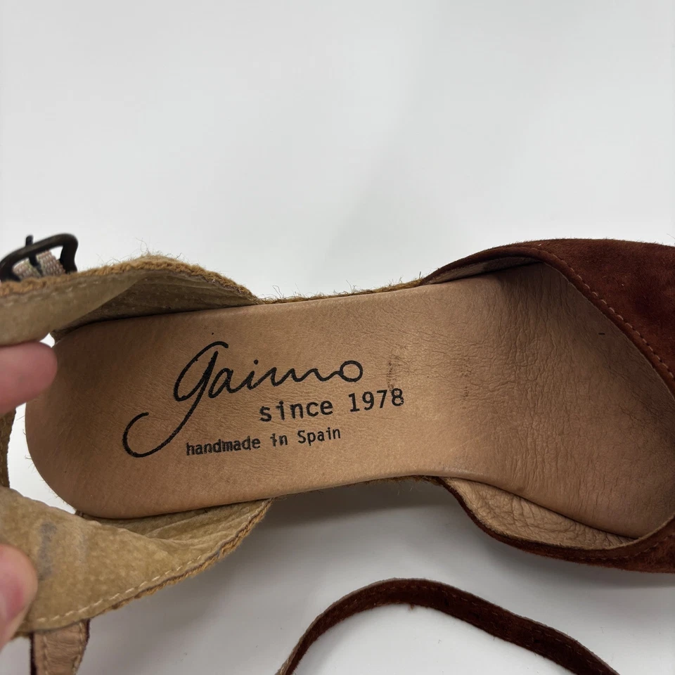 Gaimo Alpargata Sandalias Cuña Marrón Correa Tobillo Hechas a Mano en España Mujer Talla 7 Foto 3 de 4