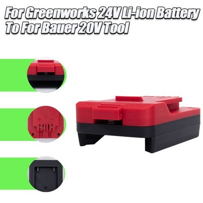 Adapter For Greenworks 24V Li-Ion Battery To For Bauer 20V Power Tools