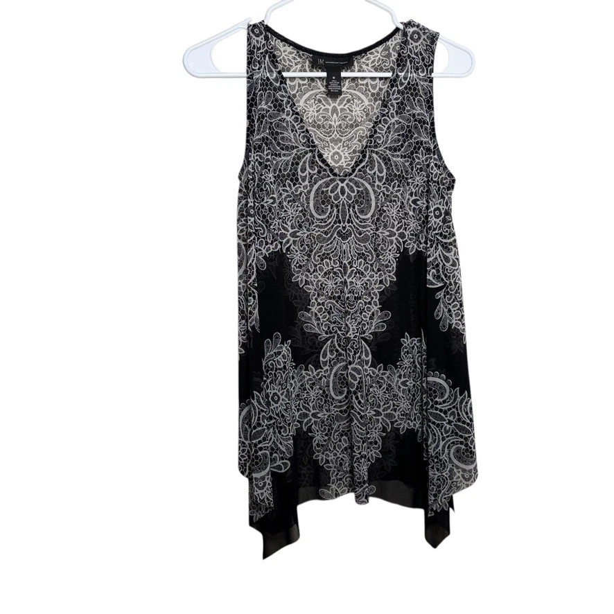 International Concepts Blouse Womens Plus Size 2X Black Yellow Floral Sleeveless