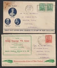 2 New Zealand 1938 FDC First Day Covers 1/2d 1d KGVI To Australia