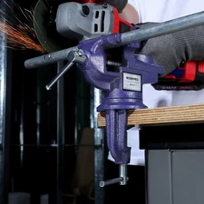 WORKPRO 2.5" Jaw Width Universal Table Vises 360°Swivel Base Clamp-on Vise Bench