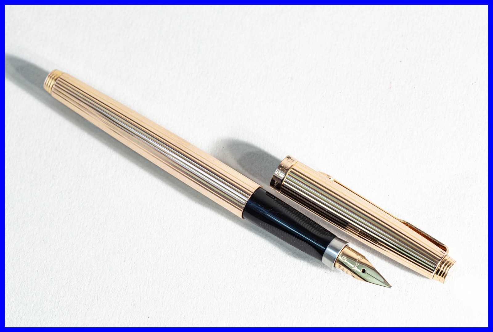 Parker 75 Cartridges Fountain Pen IN Godron Rose Gold Shimmer Design With F 18K