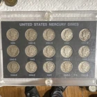 Mercury Silver Dime 10C 0.9 Fineness Circulated US Coin 1941-1945 Uncertified