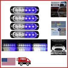 Emergency Strobe Lights Kit For Trucks 6 Led Waterproof Bluewhite 4 Count