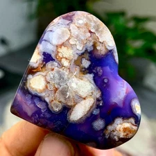 46G Natural Blue Cherry Blossoms agate Crystal Heart Quartz Mineral Specimen