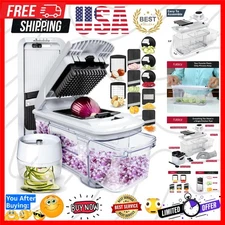 All-in-1 Vegetable Chopper and Mandoline Slicer for Kitchen - Cheese Grater, ...