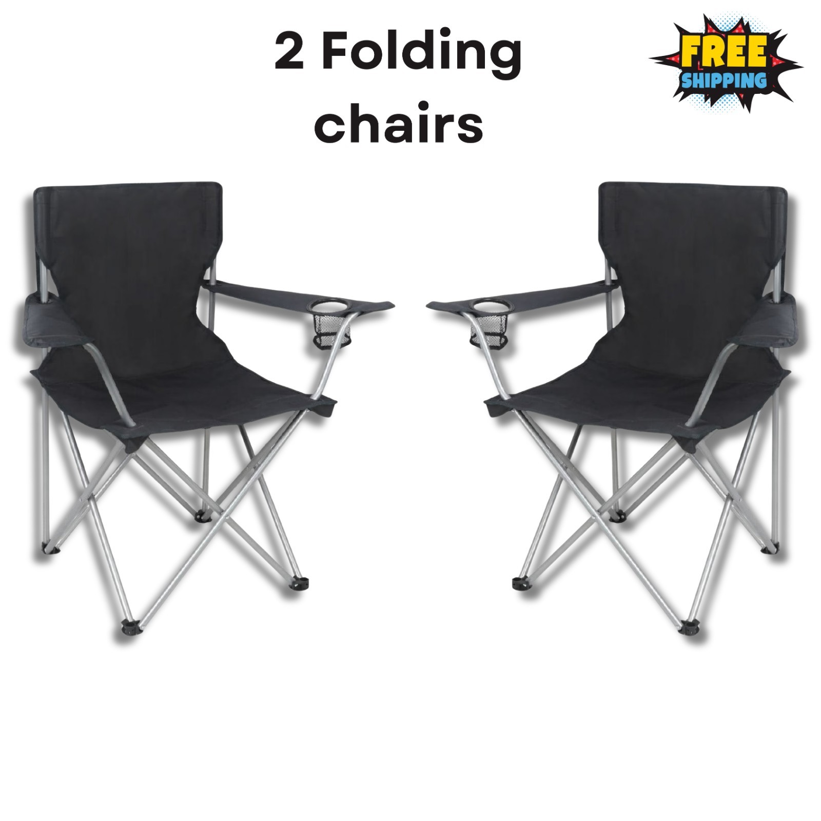 With Cup Holder, Black, Adult 2 Count