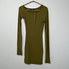 Lioness Women’s Size Small Gramercy Ribbed Long Sleeve Mini Shirt Dress Buttons
