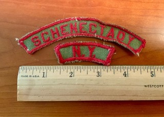 Vintage Boy Scouts (BSA) Schenectady NY Khaki & Red Community Strip Patches