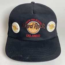 Vintage Hard Rock Cafe Orlando Hat Cap Leather StrapBack Two Buttons Love all