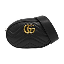 Gucci Quilted Leather GG Marmont Matelass  Belt Bag 38/95 'Black' Women MWMV