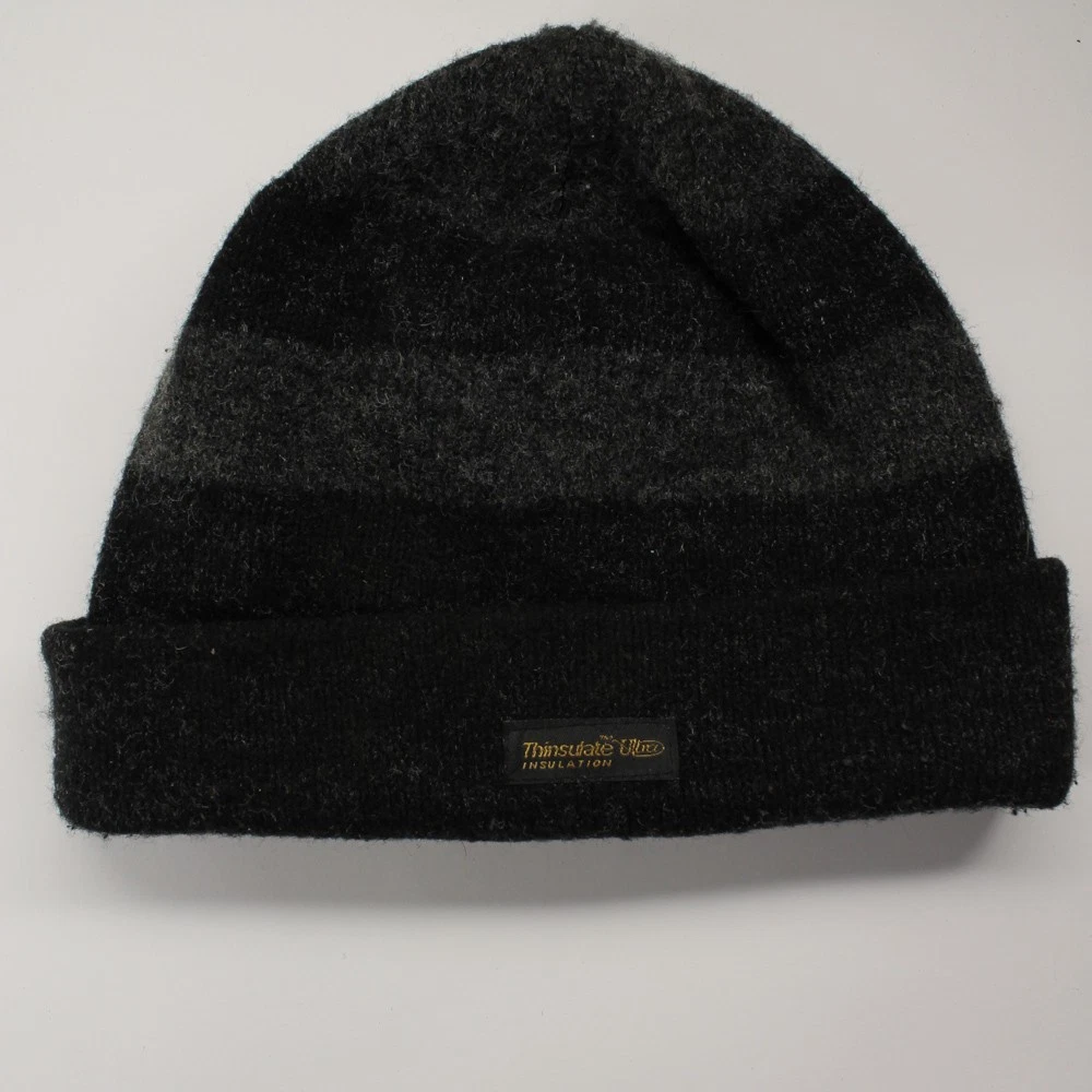 Classic dark gray black striped wool blend winter cuff cap men's made Taiwan
