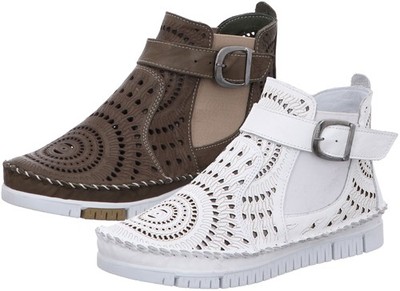 Gemini Damen Stiefelette aus Leder mit ornamentalem Lochmuster 382437-01