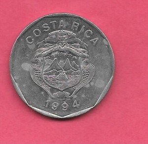 COSTA RICA KM216.3 1994 VF-VERY NICE LARGE CIRCULKATED USED 20 COLONES OLD COIN
