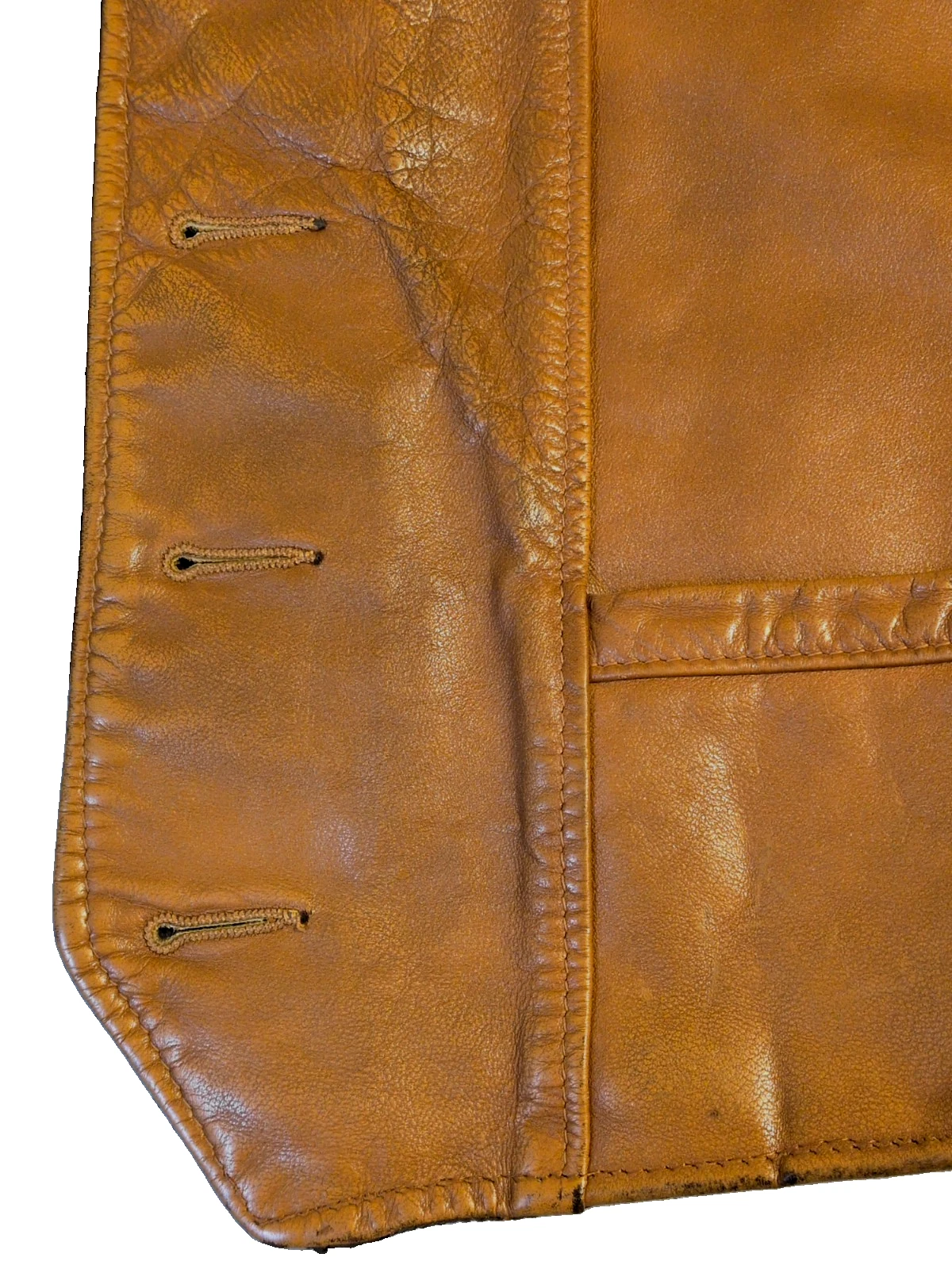 Vtg Rancher Leather Yoke Vest Schott XL USA Distressed Cowboy Cut MC Motorcycle - product detail image 12