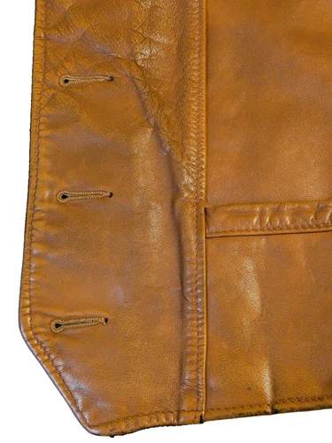 Vtg Rancher Leather Yoke Vest Schott XL USA Distressed Cowboy Cut MC Motorcycle image 12