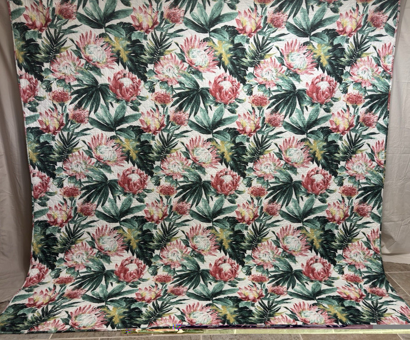 Nicole Miller Artelier  Tropical Floral Quilt & 2 Shams 92x91 queen #739