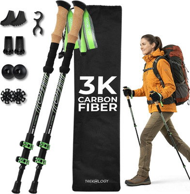 3K Carbon Fiber Trekking Poles (210G) - Pair of Ultralight Hiking Poles with Cor