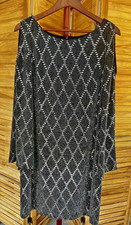 Jessica Howard Black Cold Shoulder Sequin Lined Black Cocktail Dress Size 10