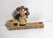 Vintage "I love America" Block Shelf Figurine Suzi Skoglund Collectible