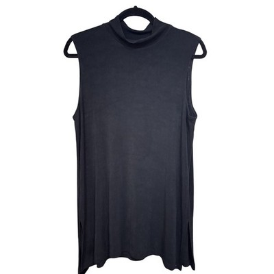 Vintage 90s Private Edition by Chico s Women s Black Mock Neck Tunic Top Size 3