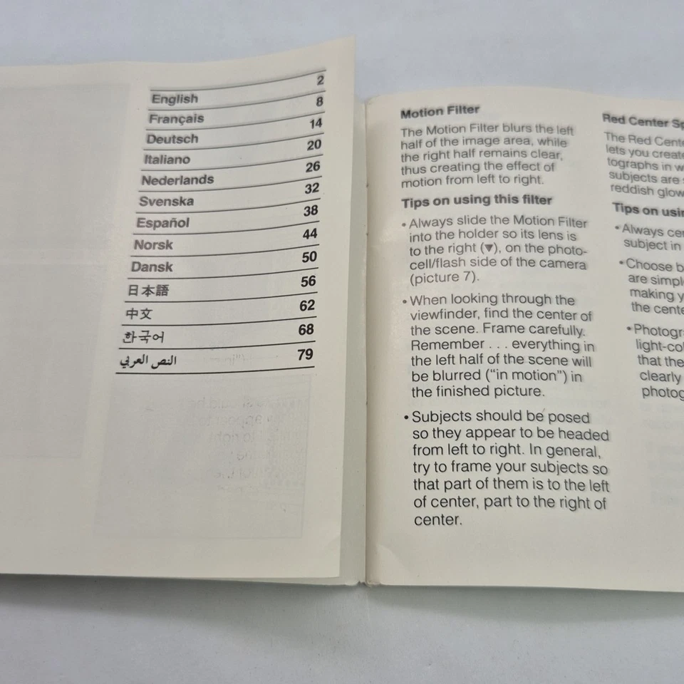 Polaroid Spectra System Special Effects Filter Set With Manual F101 - F106 - Image 3 of 4