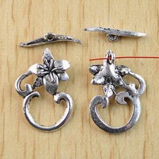 20Sets Tibetan silver FLOWER toggle clasps H0967