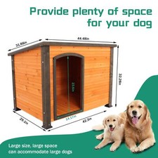Dog House Outdoor Indoor Heated Wooden Dog Kennel with Raised Feet Weatherproof