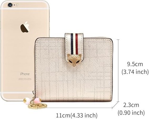 FOXER💗BiFold Gold High Quality Leather Wallet exquisite fox pendant & Charm - Picture 3 of 13