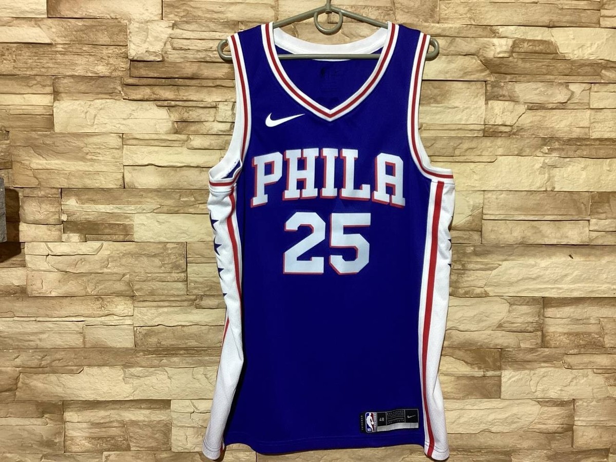 PHILADELPHIA 76ERS BASKETBALL SHIRT JERSEY NIKE #25 Simmons Sz 48