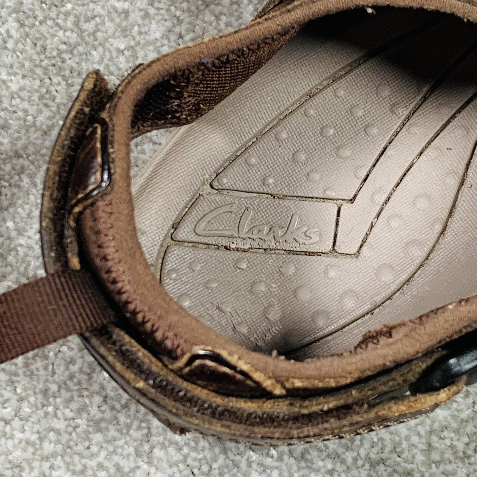 CLARKS 'ROCK' Sandals Mens Size UK 11 G Brown Leather Fisherman Sandals