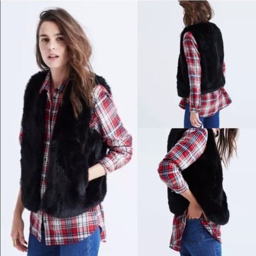 Madewell Faux Fur black vest XS | eBay