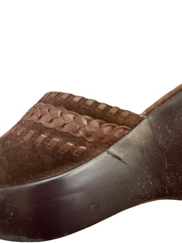 Cole Haan Shoes Womens 8.5 B NikeAir G-Series Mule Clog Brown Suede Wedge Casual - Picture 5 of 10