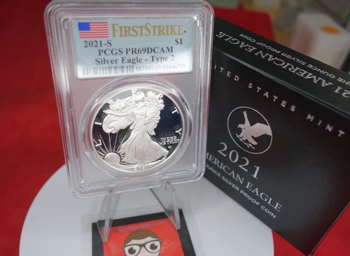 2021 S $1 American Proof Silver Eagle 1oz Fine Coin PCGS PF69 Ultra Cameo Type 2