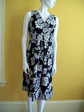 NWOT Charter Club Sz 6 100% Cotton DRESS Black & White Sleeveless Lined NEW