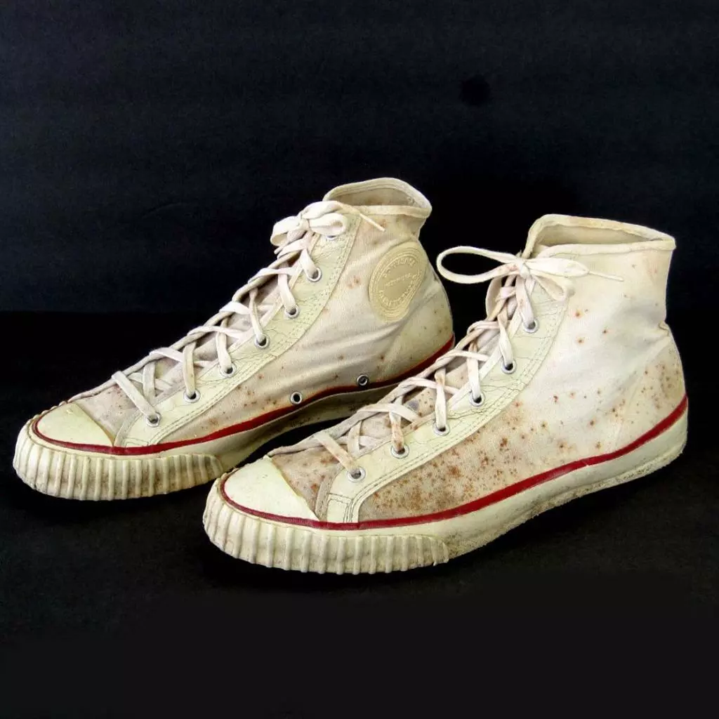 Vtg Converse High Top Athletic Shoes Blue Heel Tag Ribbed Toe Sz 11 Made in USA