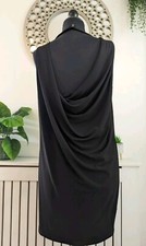 Next Tayloring Dress Size 12 Black Stretch Sleeveless Drape Open Back - New