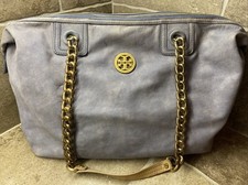Tory Burch McClane Soft Leather Blue CHAIN STRAP Shoulder Bag w/Mirror RARE
