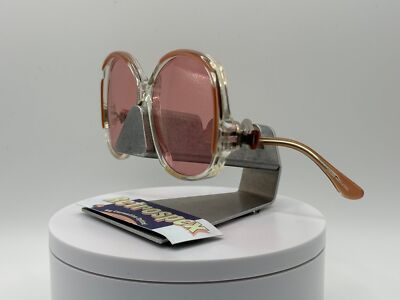 Vintage Oversize Sunglasses NOS Drop Temple Rose Lens Pink  display picture 1