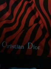Christian Dior Travel Umbrella Red and Black Stripes CD On Handle Vintage