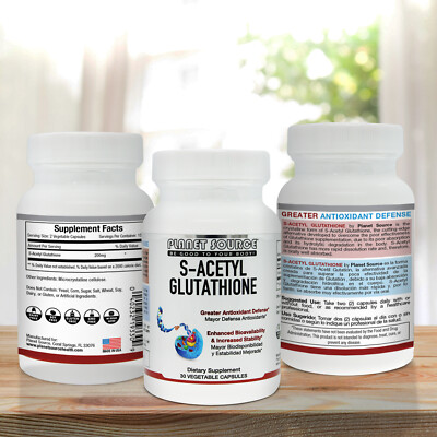 panet source s-acetyl glutathione Planet 200 Mgs per serving - 30 Veggie capsules Best Glutathione Supplement | 4