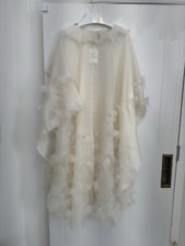 Lovely White Organza Japanese Style Trench Coat, One Size, Swarovski Crystals