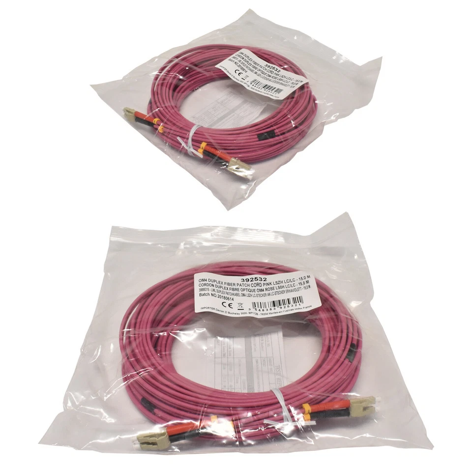 50 x Corning OM4 Duplex FIBER Patch Cord Pink LSZH LC/LC-15m NEU NEW  - Bild 2 von 4
