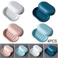 4-Pack Soap Dish Shower Soap Box Travel Soap Case with Lid Plastic,4 Colours USA