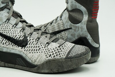 NIKE KOBE IX ELITE USED SIZE 9 DETAIL DARK BASE GREY BLACK FOG