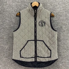 Marley Lilly Quilted Vest Women M Medium Gray Full Zip Sleeveless Lined Pockets