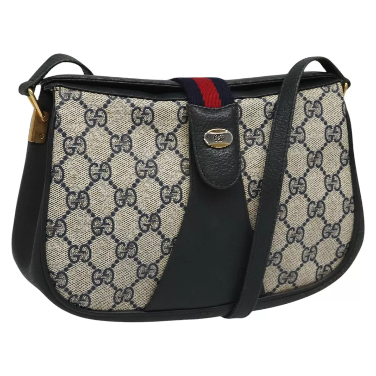 Sac à bandoulière GUCCI GG Supreme Sherry Line PVC rouge marine 116 02 024 authentique 112368